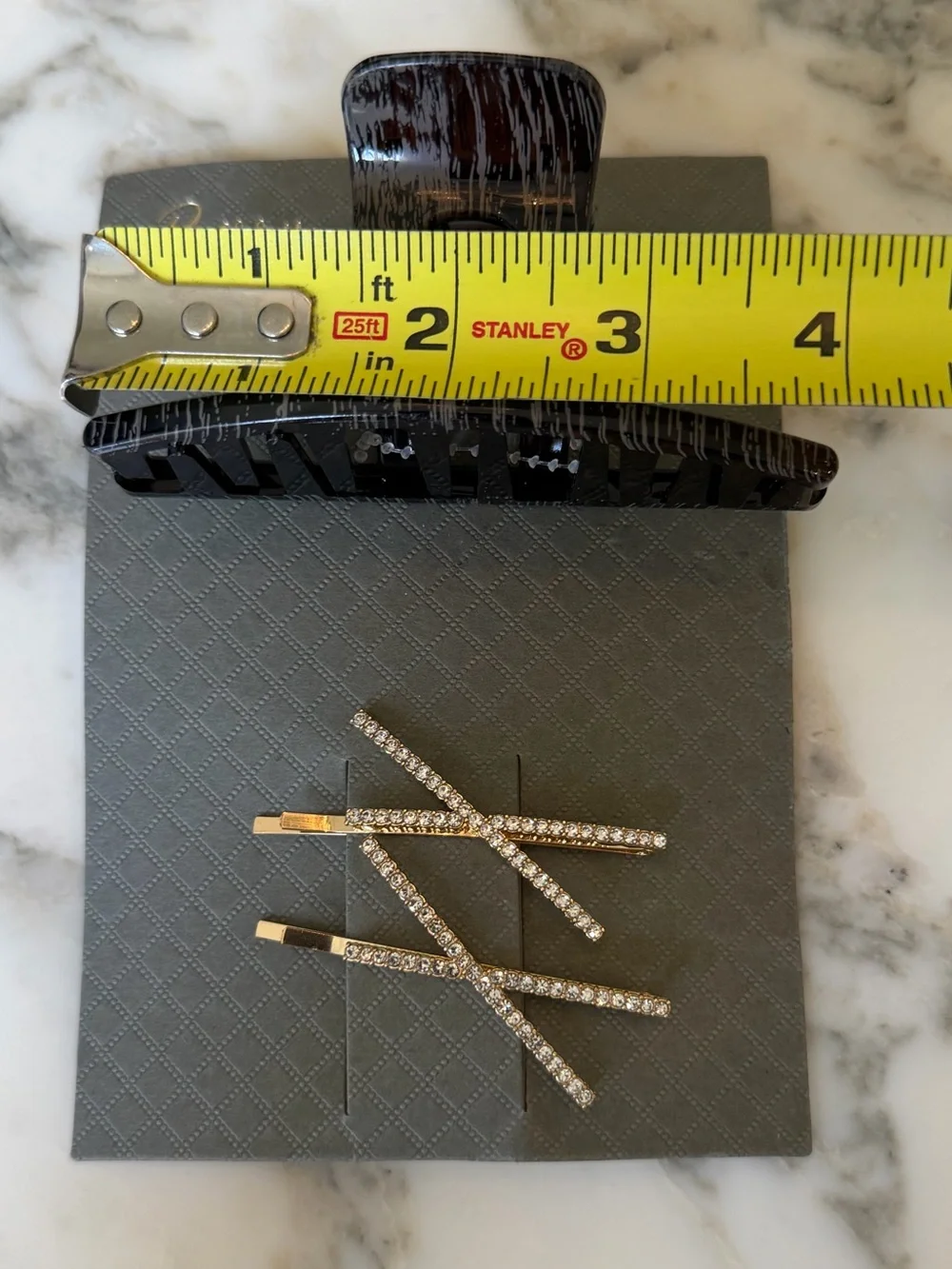 NWT Last Claw Greyish Brown Hair Claw Clip & Gold Rhinestone Bobby Pin Set 4”